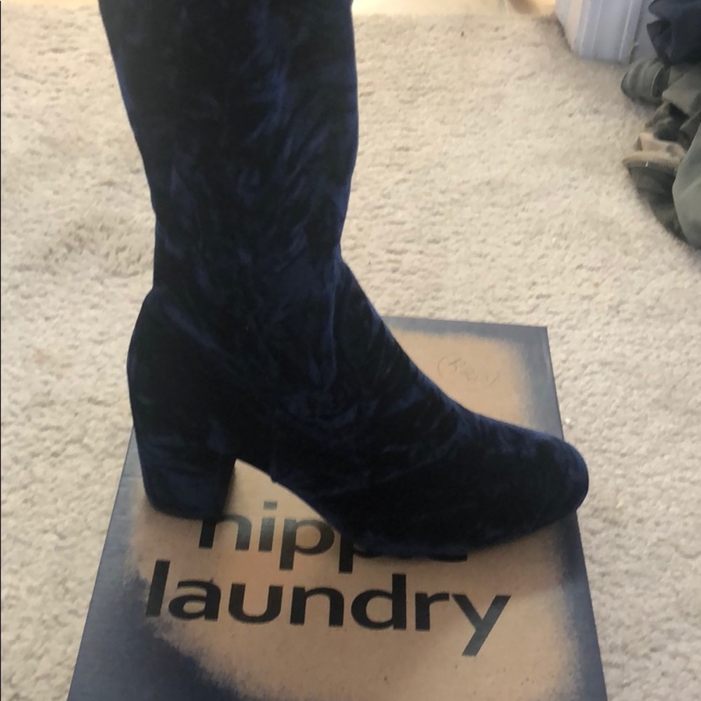 Crushed Velvet over the knee boots